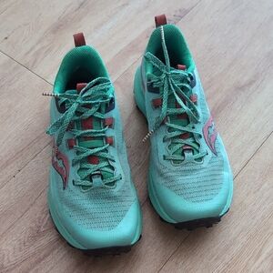 Saucony Green and Red Athletic Shoes